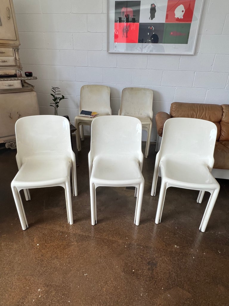 Mid Century Modern Vico Magistretti for Artemide Acrylic Selene Chairs, 1969 For Sale