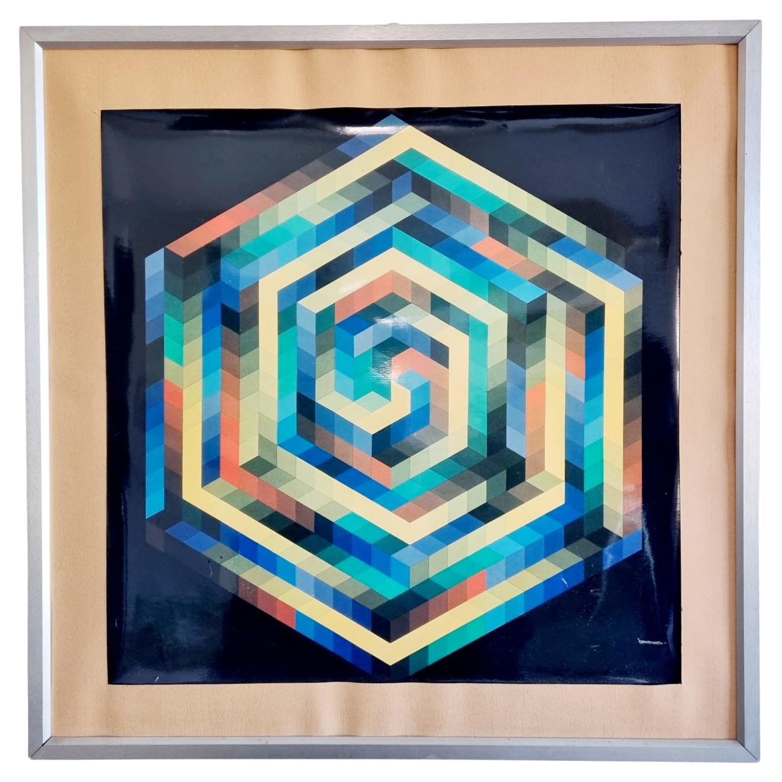 Victor Vasarely Kunstdruck aus der Mitte des Jahrhunderts, Opart Druck, 70er Jahre