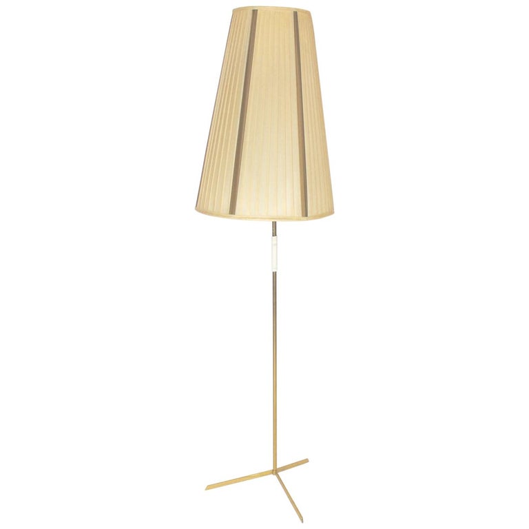 Mid Century Modern Viennese Brass, Brass Tripod Floor Lamp