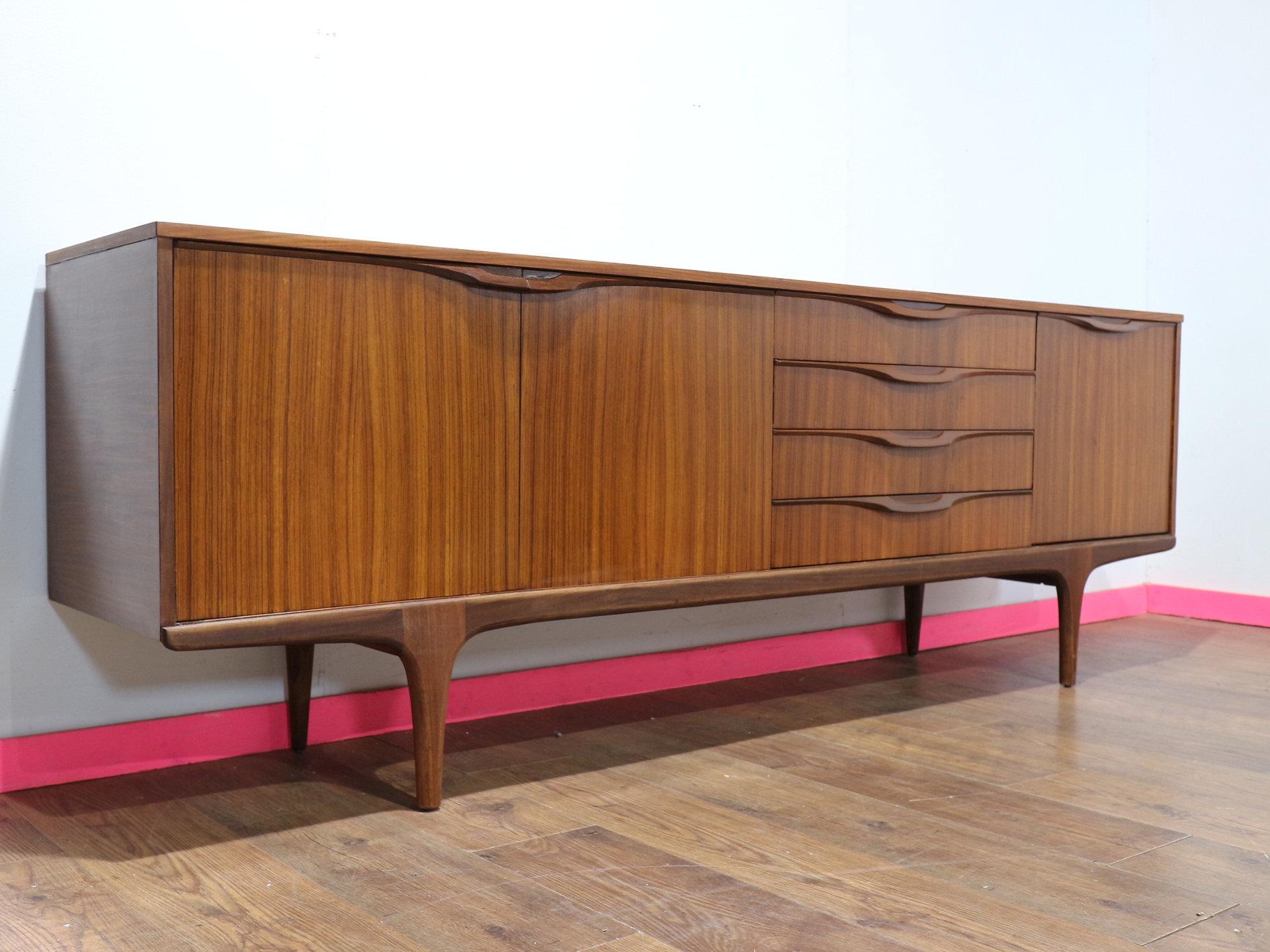 20th Century Mid Century Modern Vintage Afromoisa Teak Credenza by Elliots of Newbury