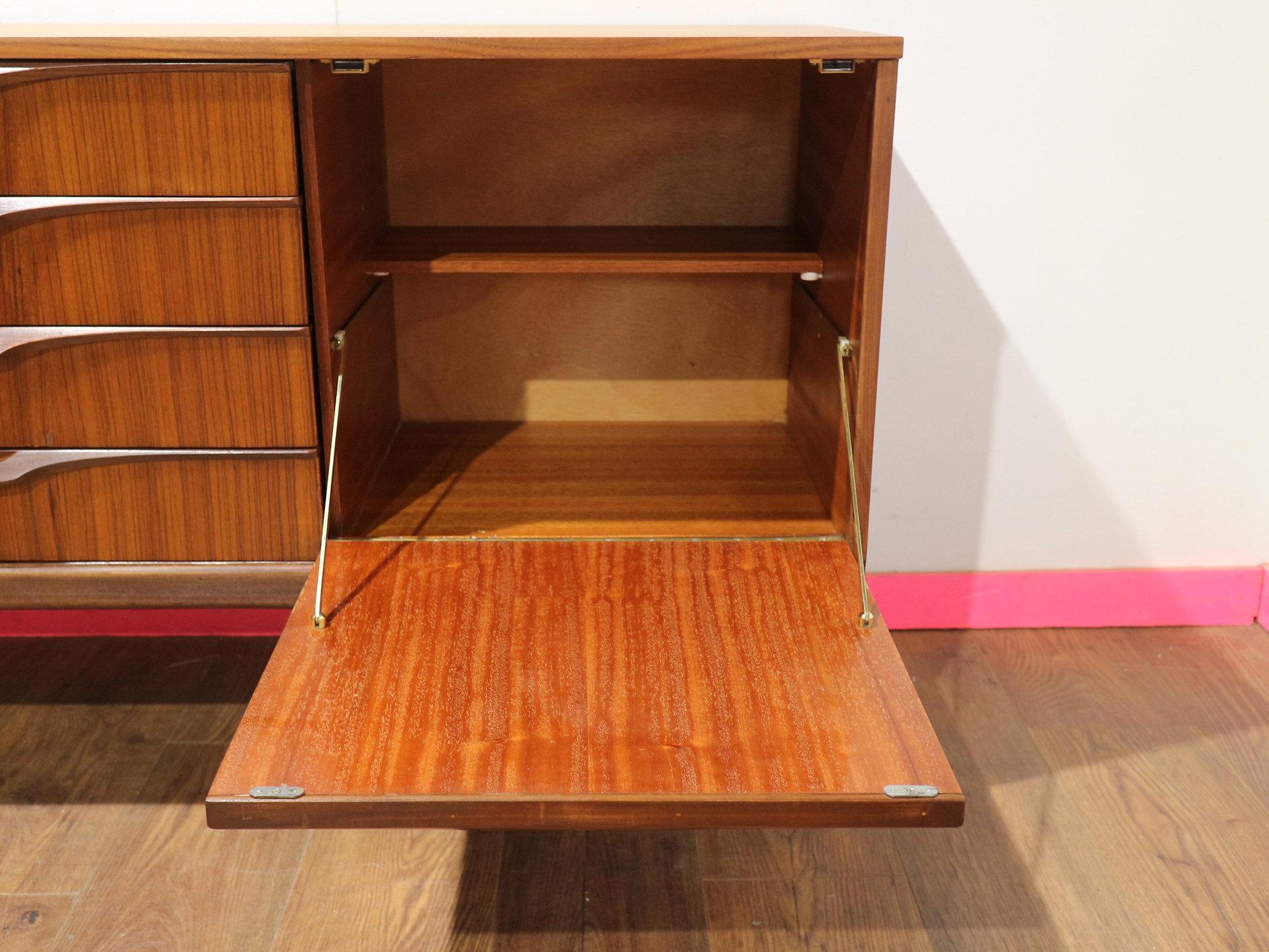 Mid Century Modern Vintage Afromoisa Teak Credenza by Elliots of Newbury 1