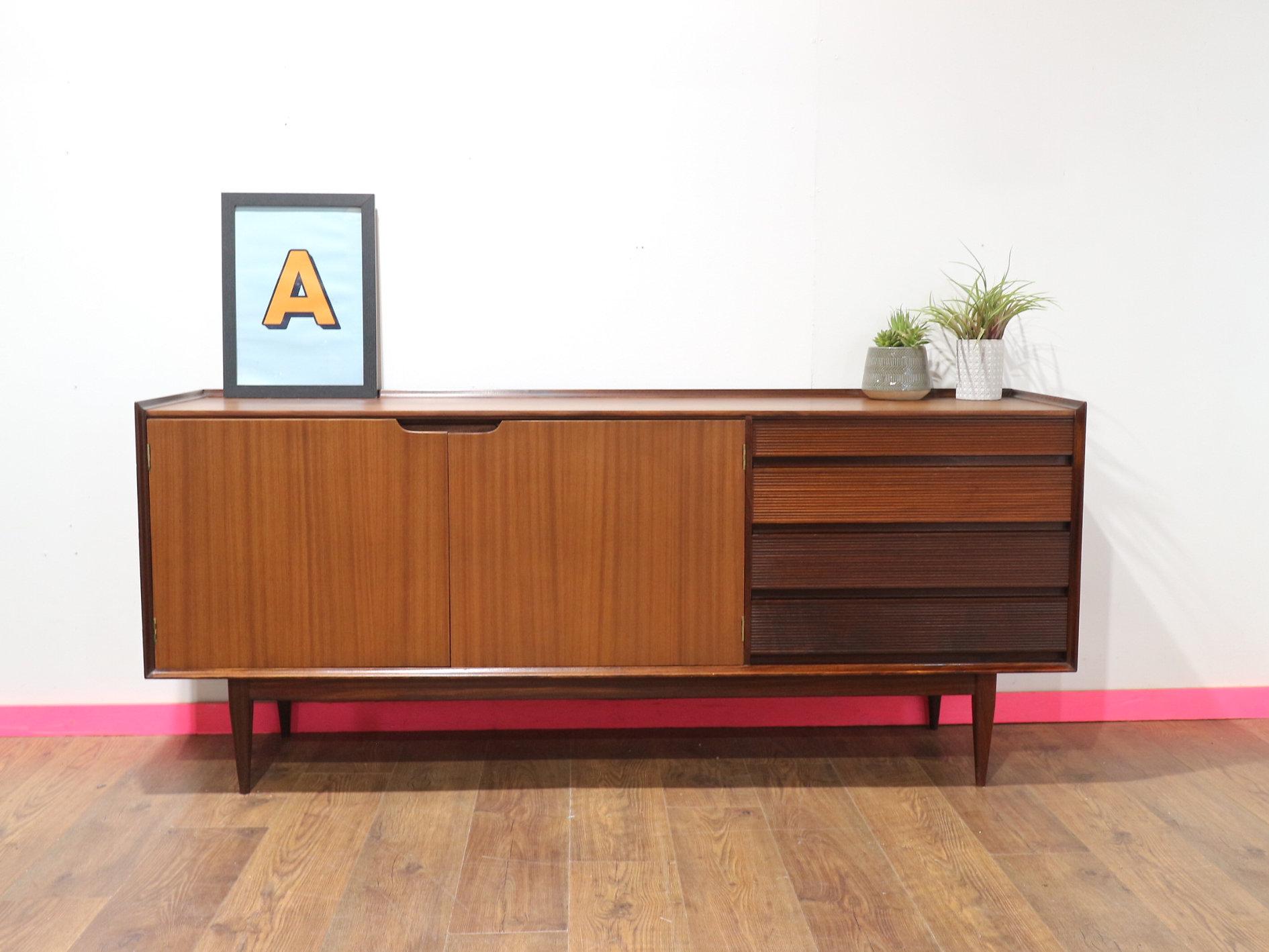 British Mid Century Modern Vintage Afromosia Credenza Sideboard by Richard Hornby