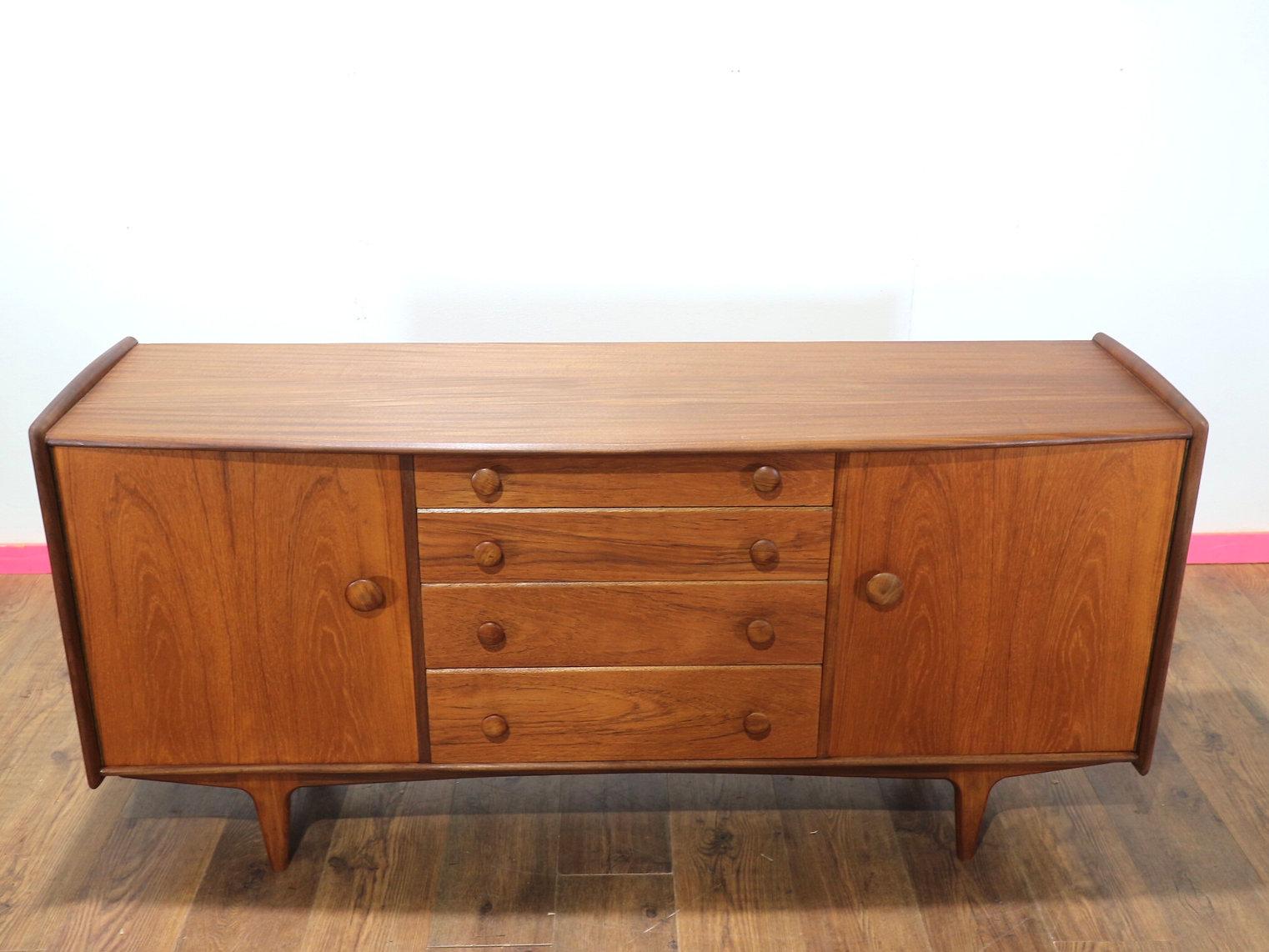 Mid Century Modern Vintage Afromosia Sideboard Credenza by Younger Danish Style 3
