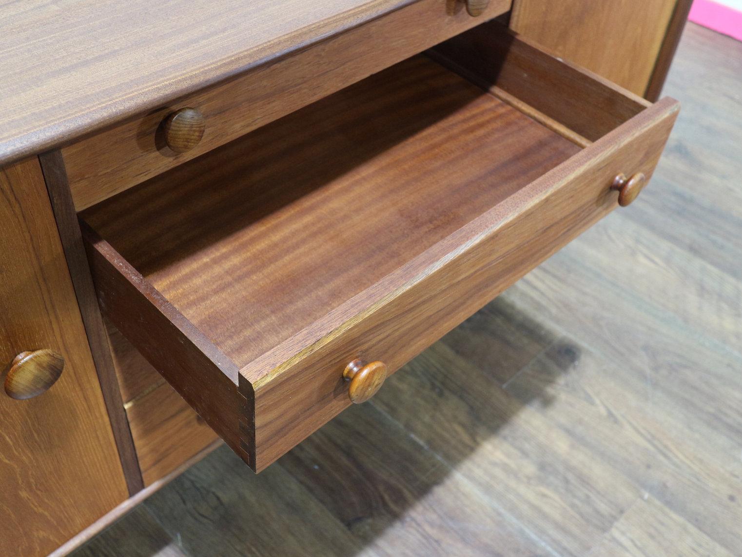 Mid Century Modern Vintage Afromosia Sideboard Credenza by Younger Danish Style In Good Condition In Los Angeles, CA