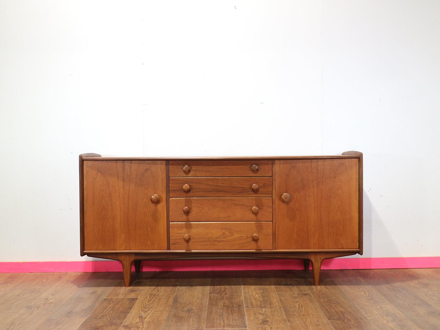 Mid Century Modern Vintage Afromosia Sideboard Credenza by Younger Danish Style 2
