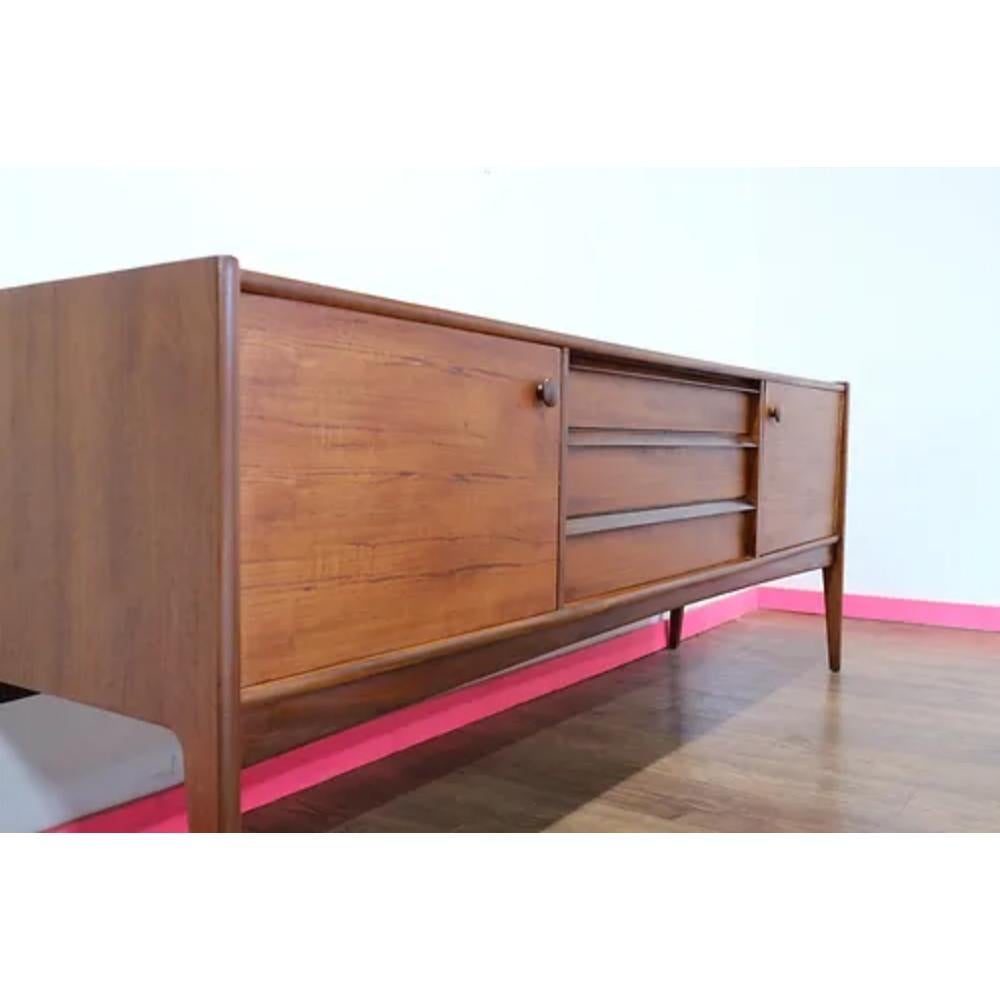 British Mid Century Modern Vintage Afromosia Sideboard Credenza by Younger For Sale
