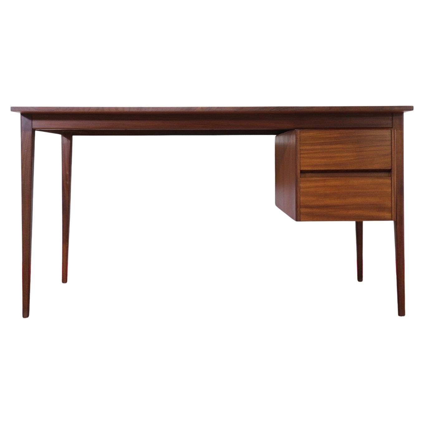 Mid Century Modern Vintage Afromosia Teak Writing Office Desk Danish Style For Sale