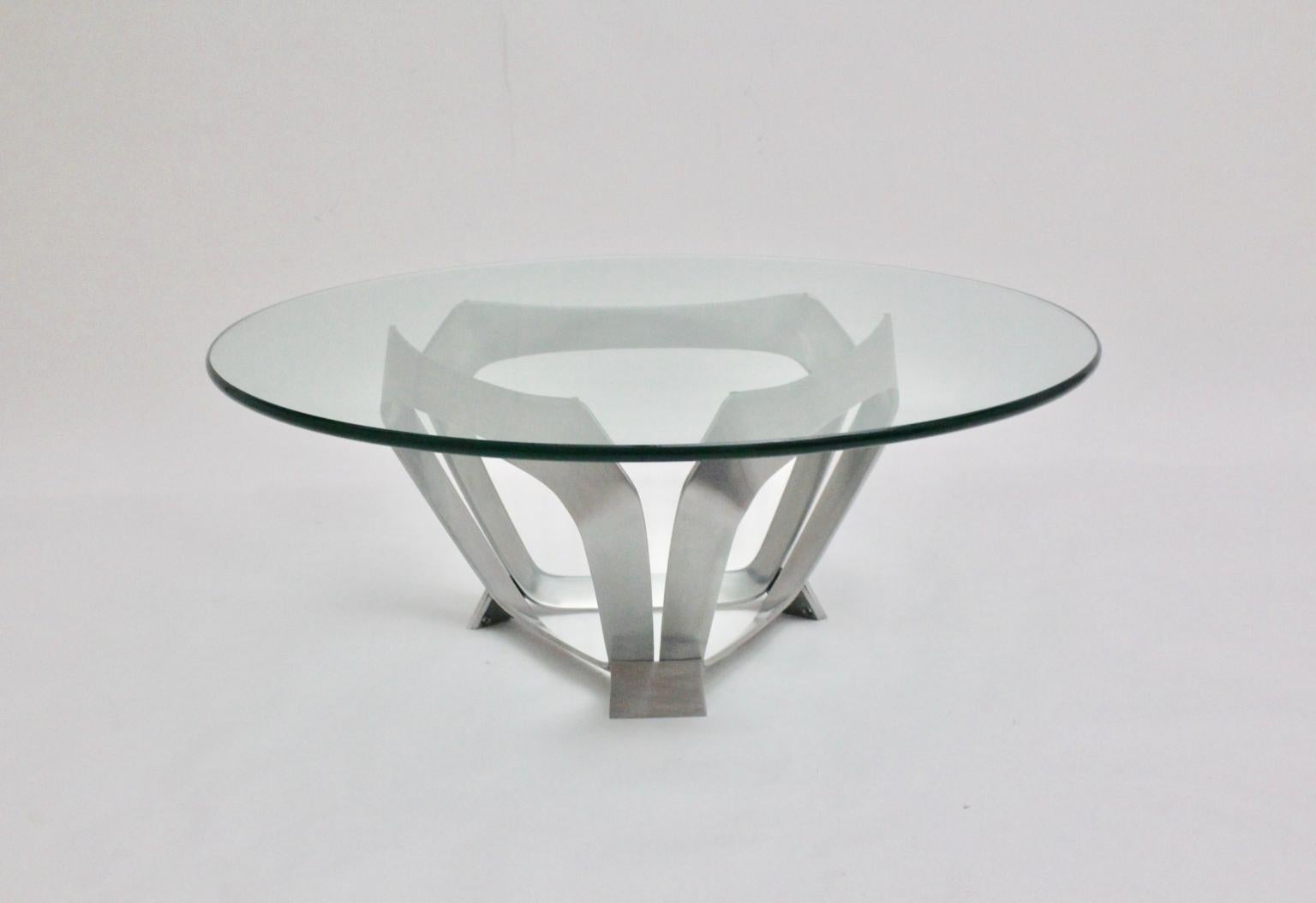 Mid-Century Modern Vintage Aluminum Coffee Table Knut Hesterberg, 1960s, Germany In Good Condition For Sale In Vienna, AT