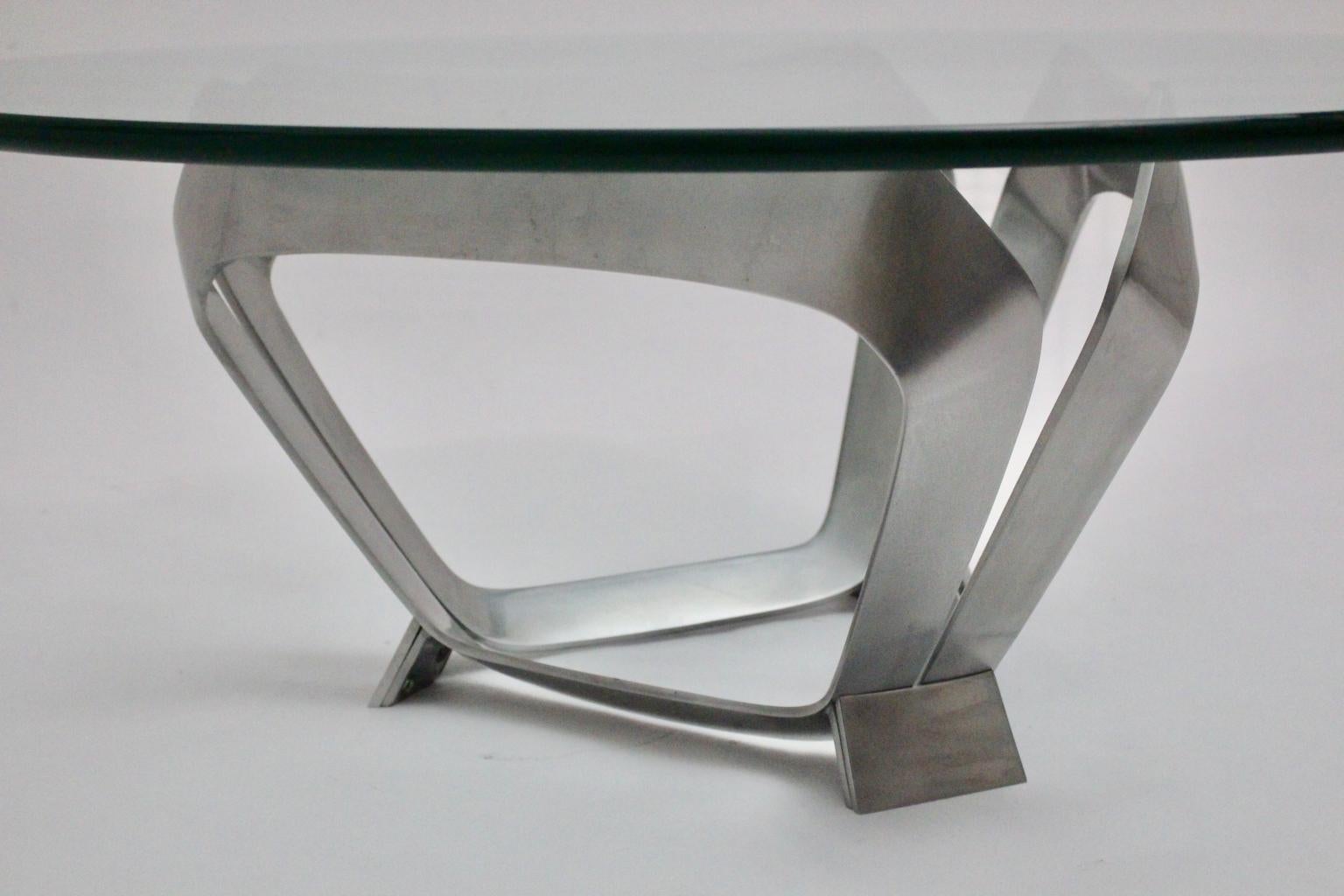 Mid-Century Modern Vintage Aluminum Coffee Table Knut Hesterberg, 1960s, Germany For Sale 3