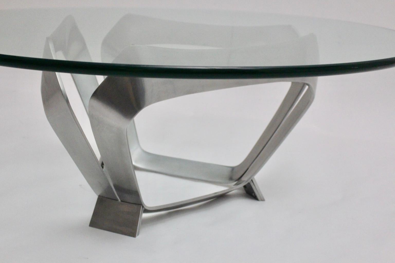 Mid-Century Modern Vintage Aluminum Coffee Table Knut Hesterberg, 1960s, Germany For Sale 4