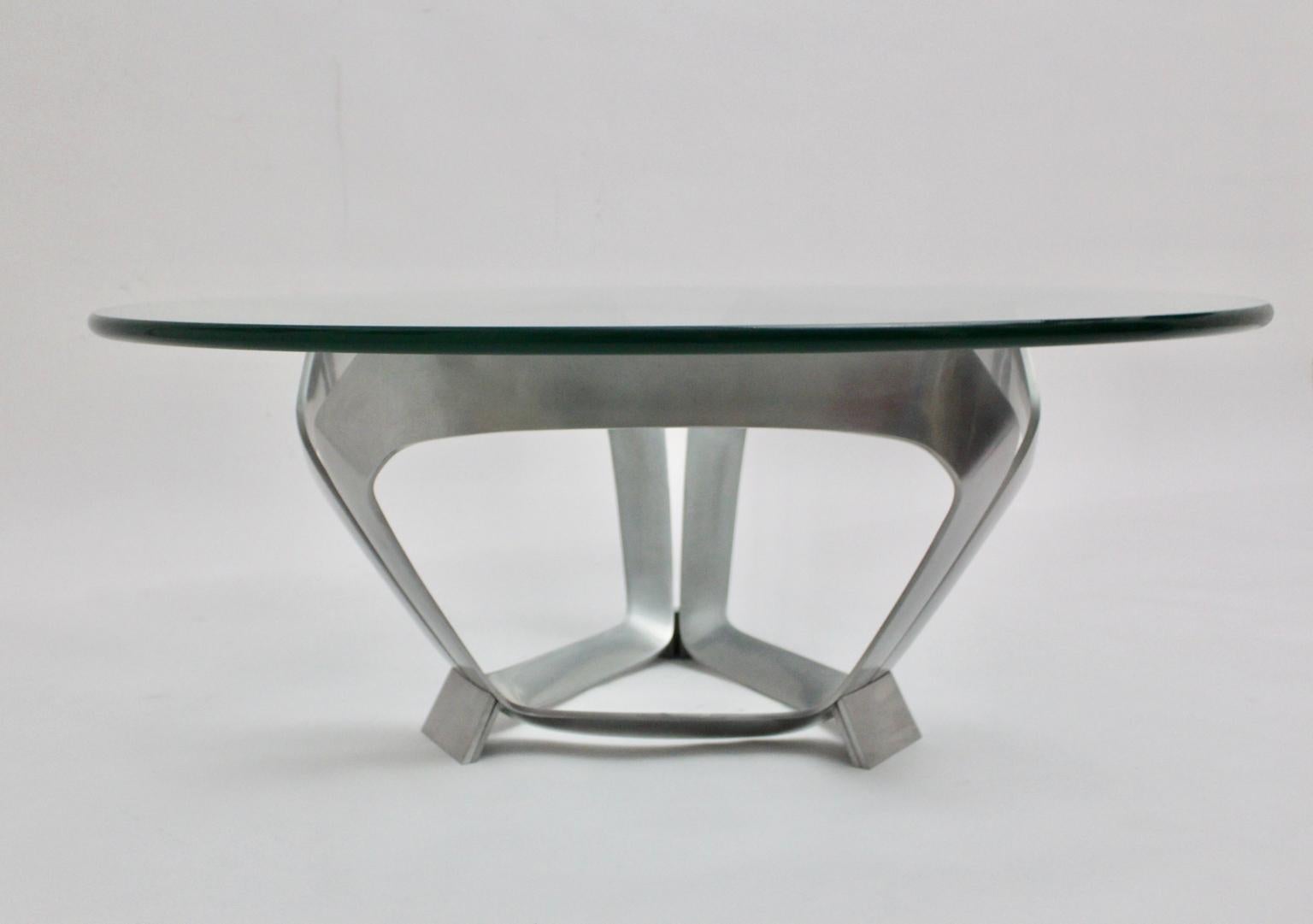 Mid-Century Modern Vintage Aluminum Coffee Table Knut Hesterberg, 1960s, Germany For Sale 5