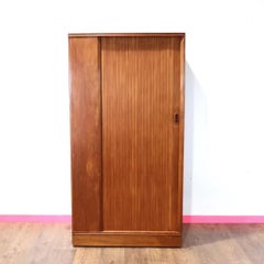 Mid Century Modern Vintage Armoire Teak Wardrobe by Austinsuite Tambour Door