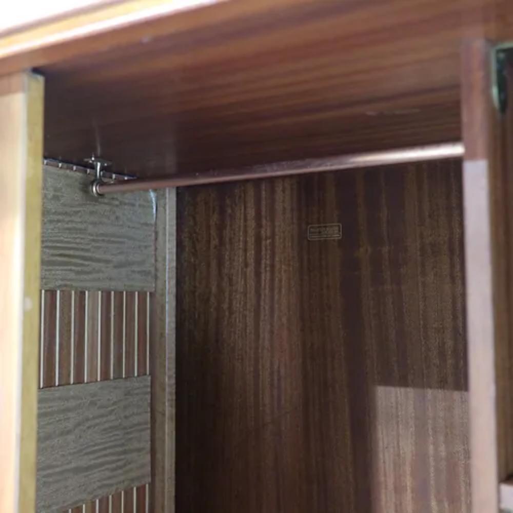 British Mid Century Modern Vintage Armoire Teak Wardrobe by Austinsuite Tambour Door