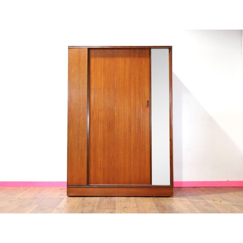 Mid Century Modern Vintage Armoire TeakWardrobe by Austinsuite Tambour Door 1
