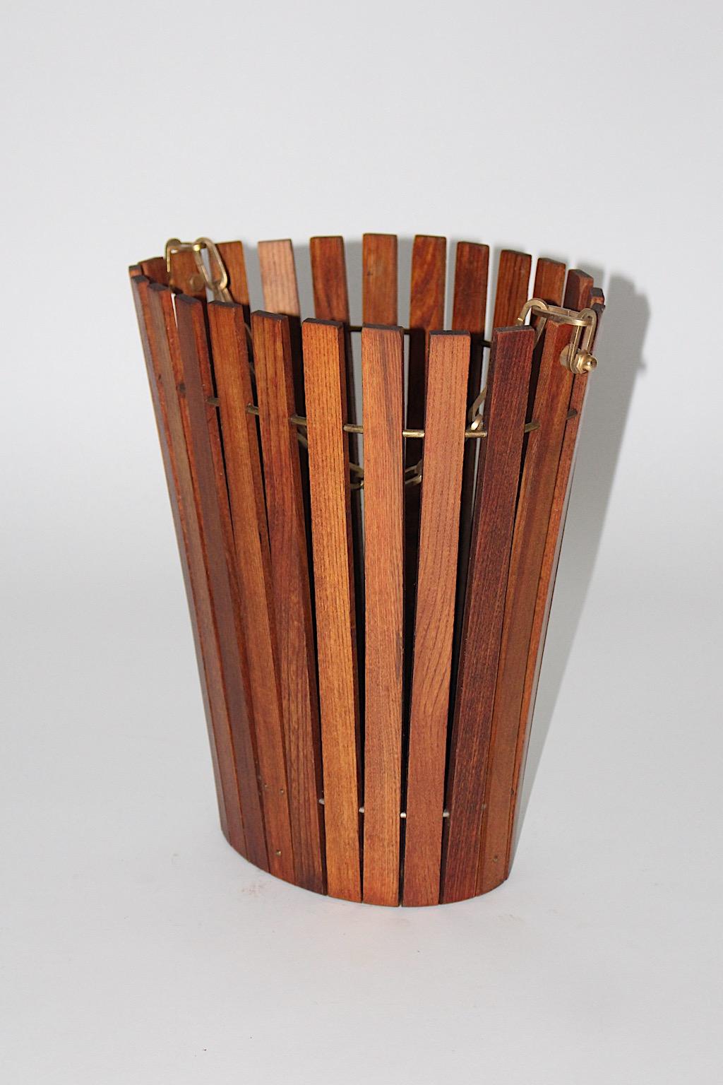 Mid-Century Modern Vintage Ash Brass Paper Basket or Basket Austria, 1960s For Sale 2