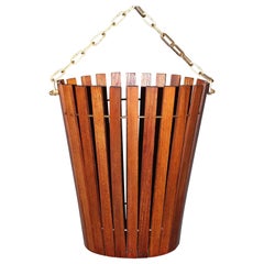 Mid-Century Modern Vintage Ash Brass Paper Basket or Basket Austria, 1960s