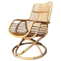 Mid-Century Modern Vintage Bamboo and Rattan Armchair