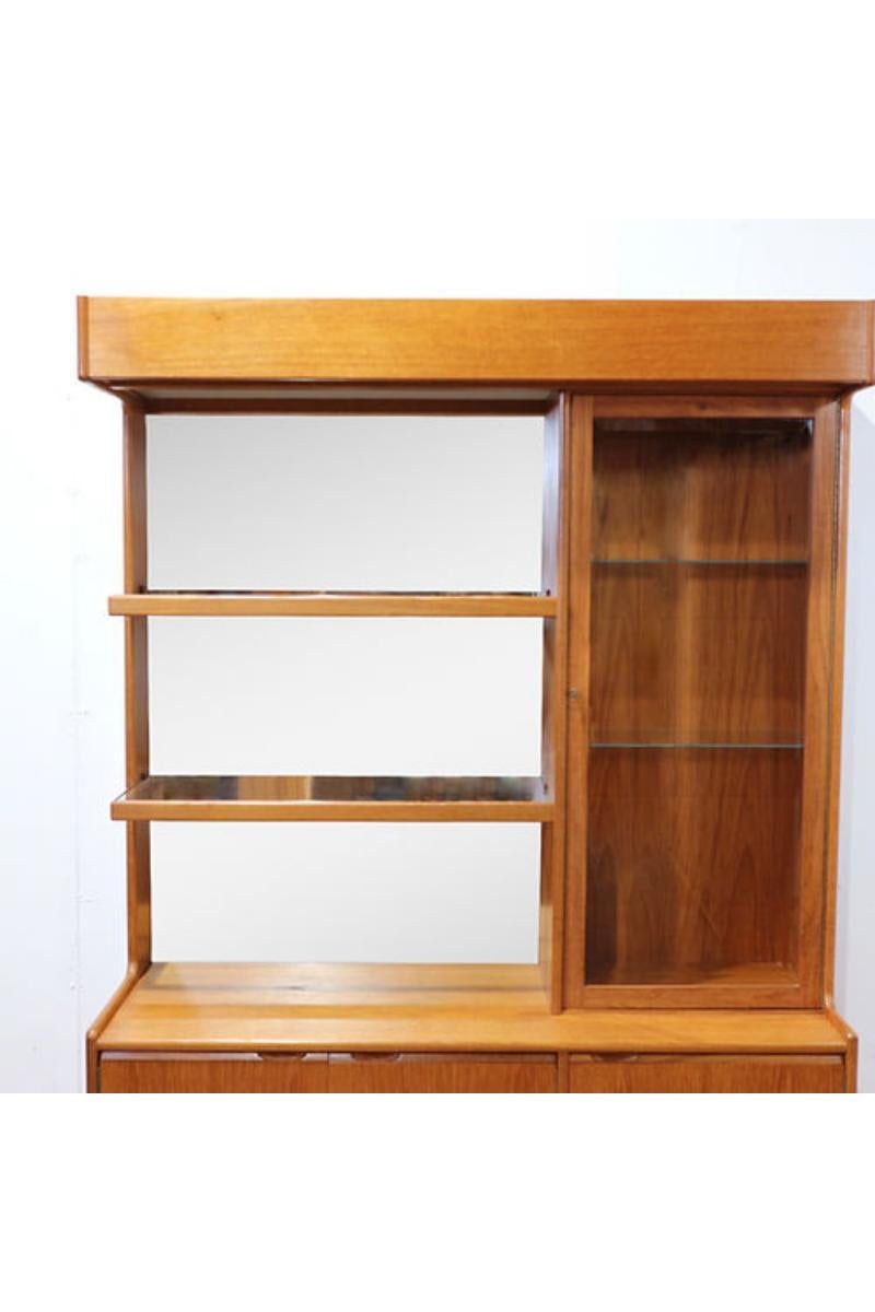 Mid Century Modern Vintage Bar China Cabinet by Turnidge of London Danish Style In Good Condition In Los Angeles, CA