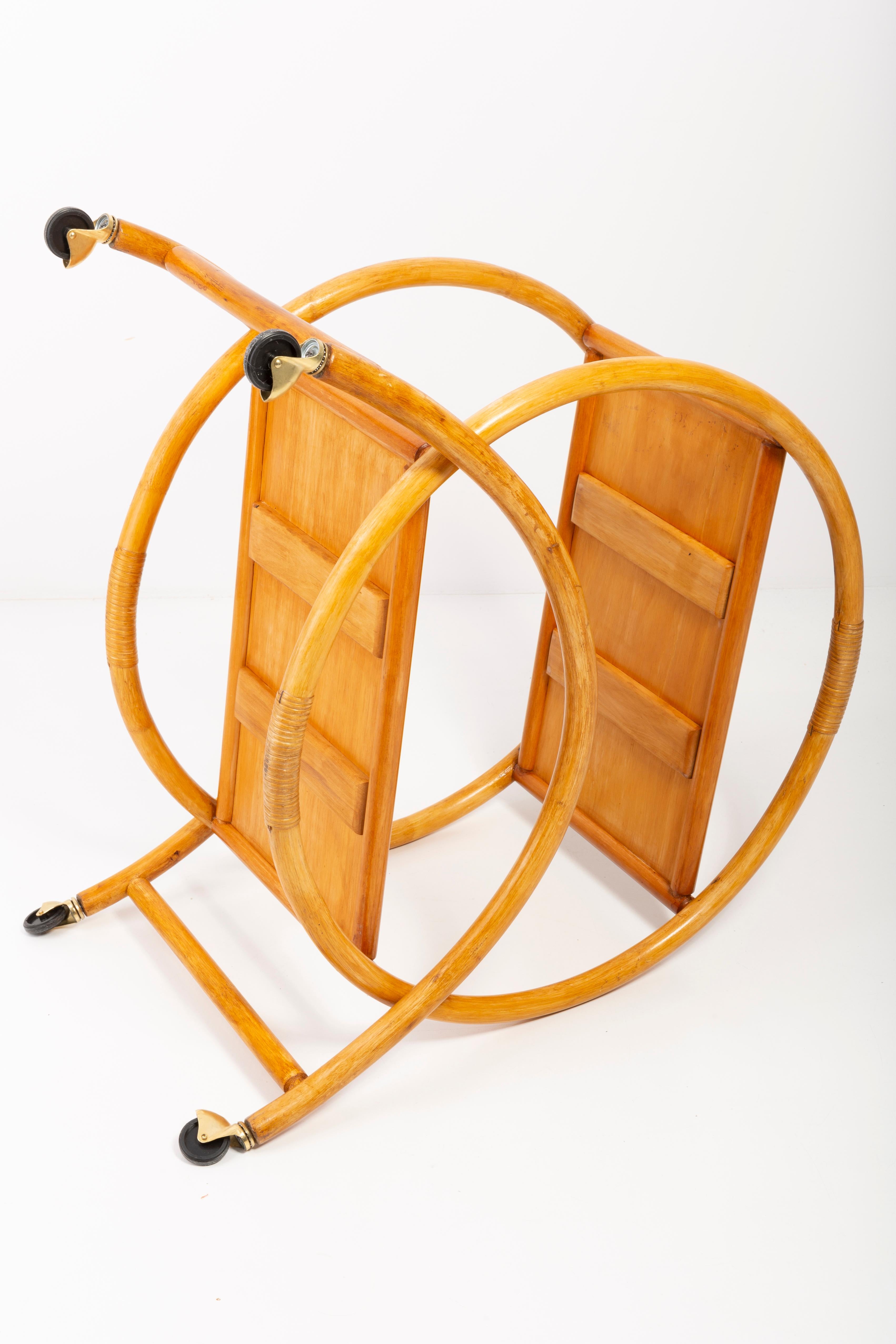 Mid-Century Modern Vintage Bart Cart, Bamboo Wood, 1960s 3