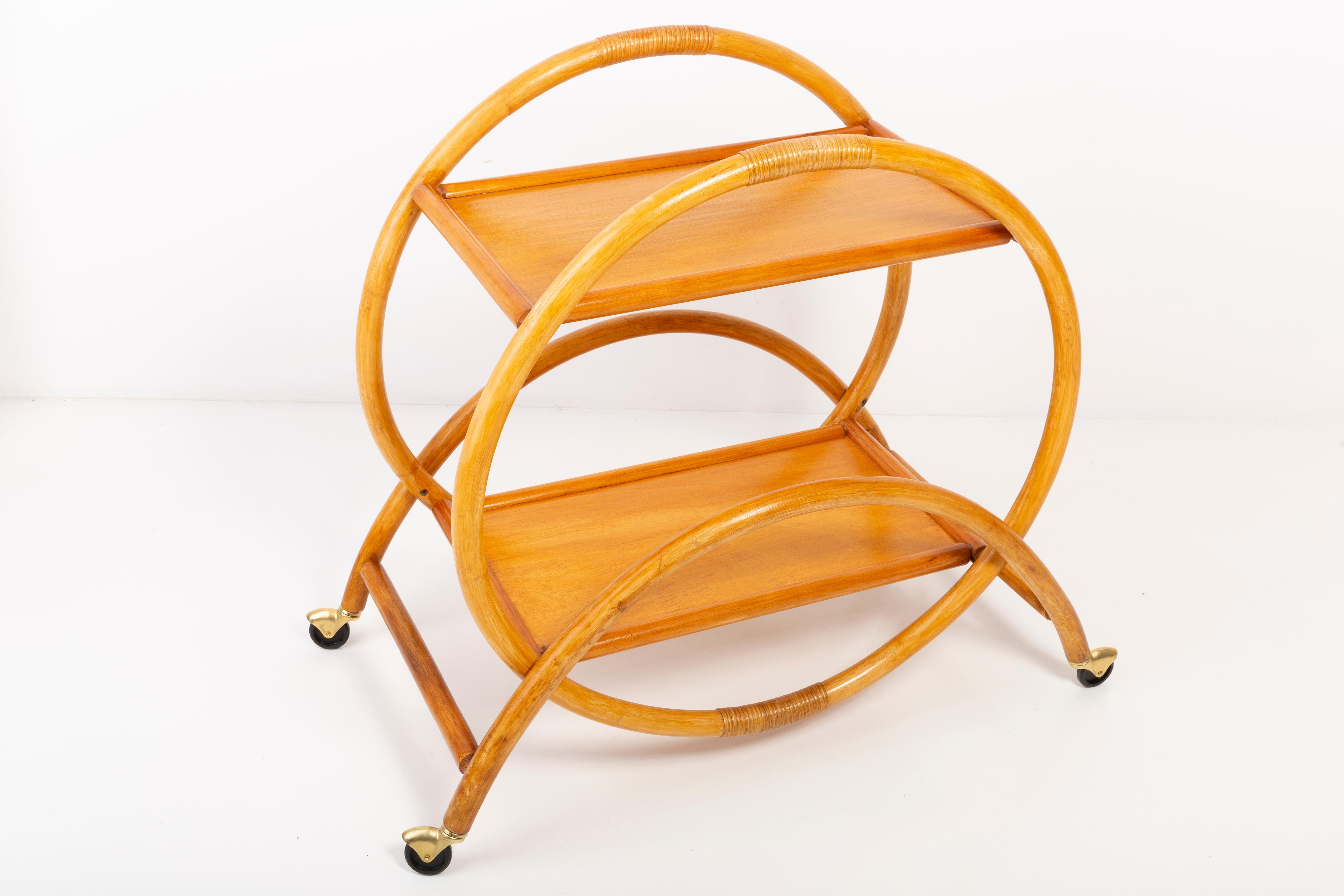 Mid-Century Modern Vintage Bart Cart, Bamboo Wood, 1960s 5