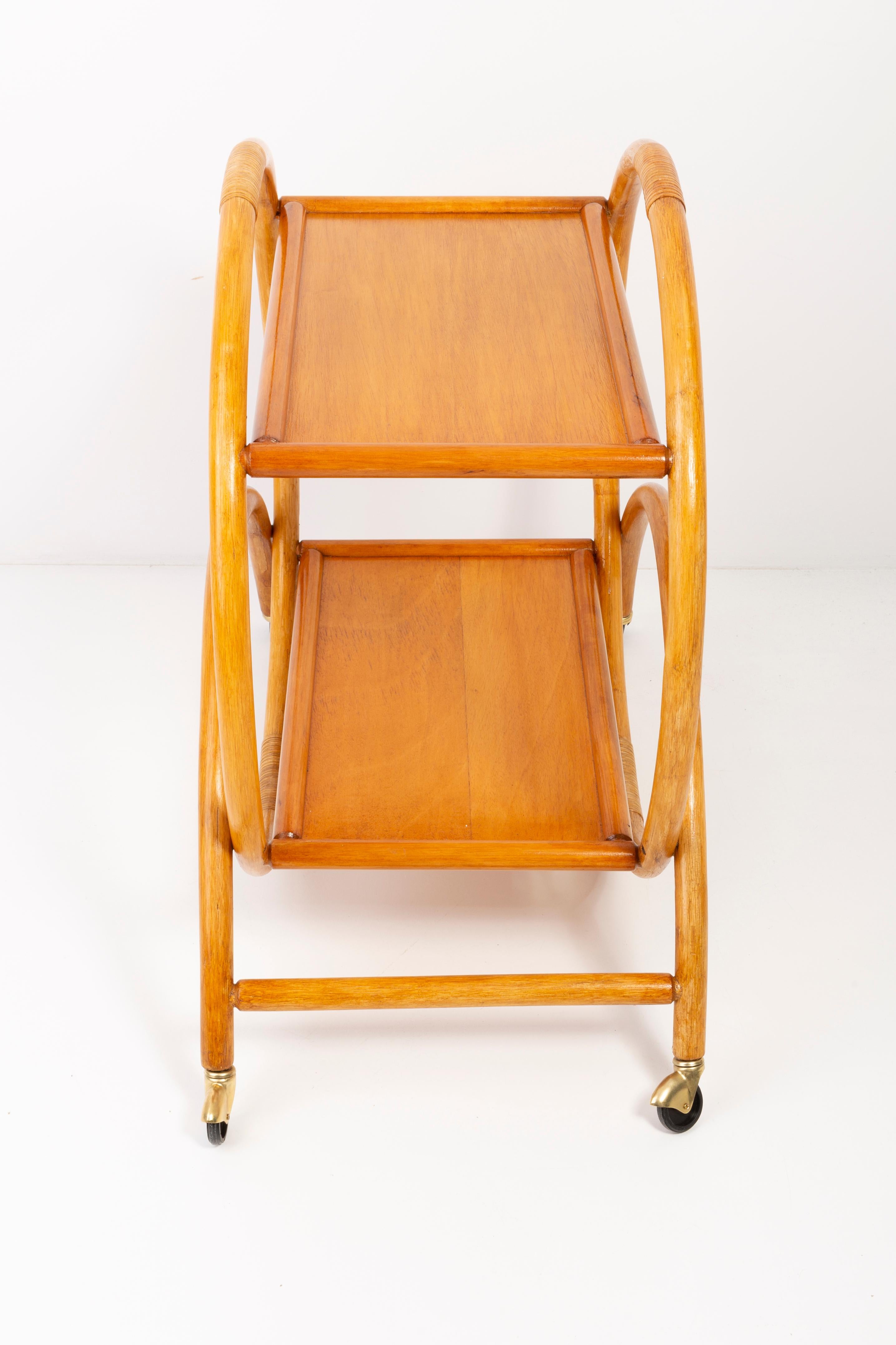 Painted Mid-Century Modern Vintage Bart Cart, Bamboo Wood, 1960s