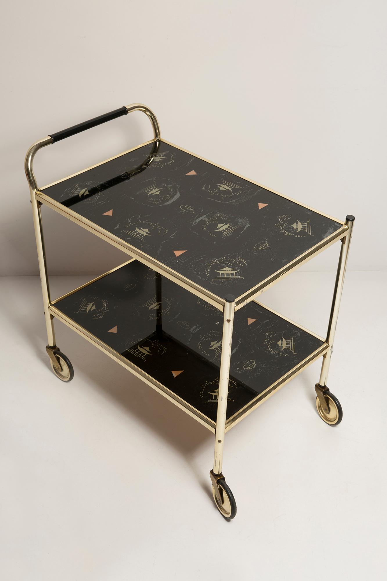 Mid-Century Modern Vintage Bart Cart, Gold and Glass, Europe, 1960s 2