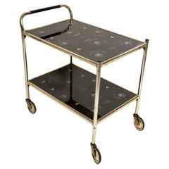 Mid-Century Modern Vintage Bart Cart, Gold and Glass, Europe, 1960s