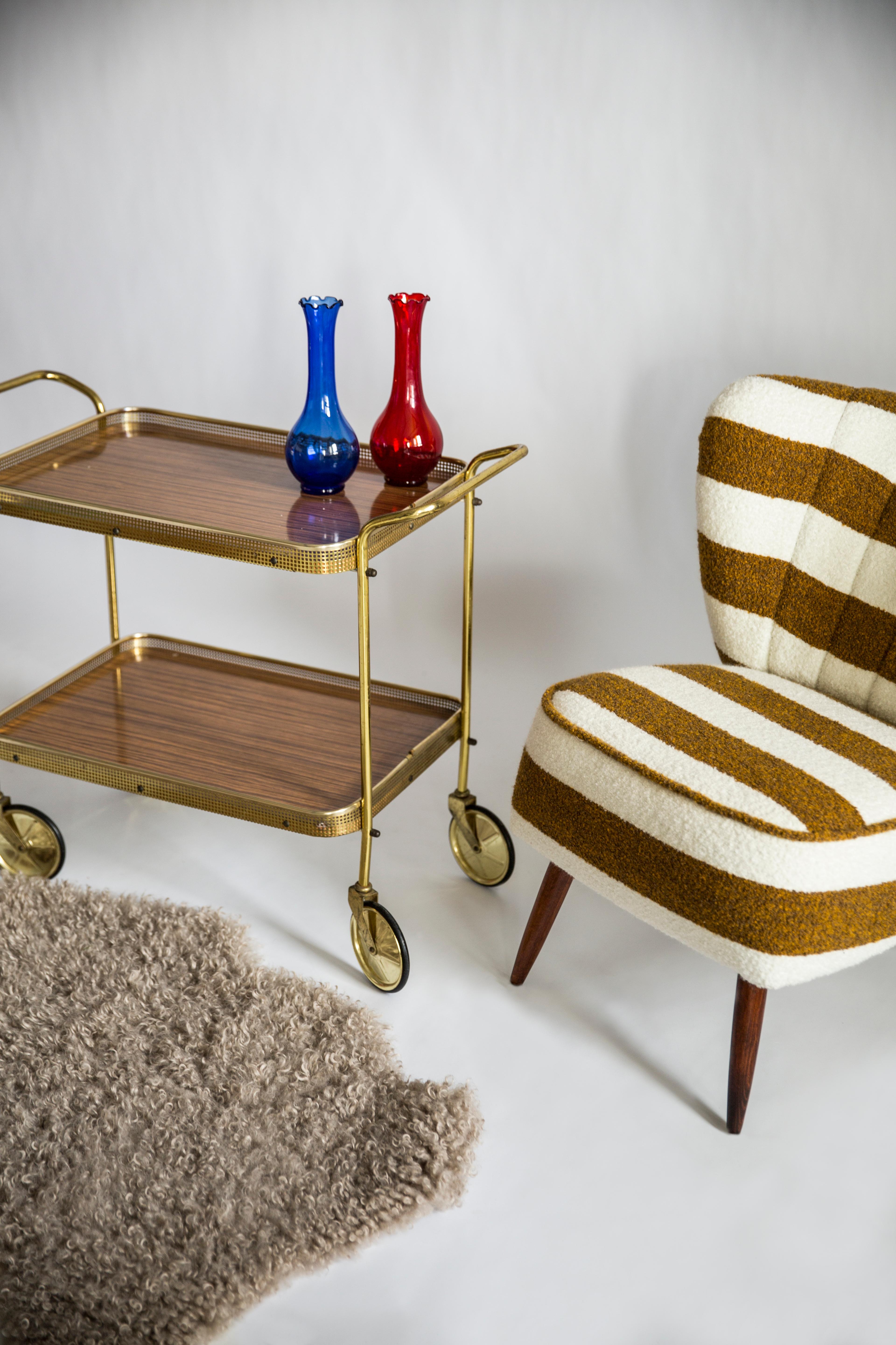Painted Mid-Century Modern Vintage Bart Cart, Gold and Wood, Europe, 1960s For Sale