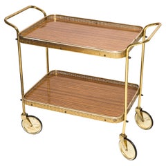 Mid-Century Modern Vintage Bart Cart, Gold and Wood, Europe, 1960s