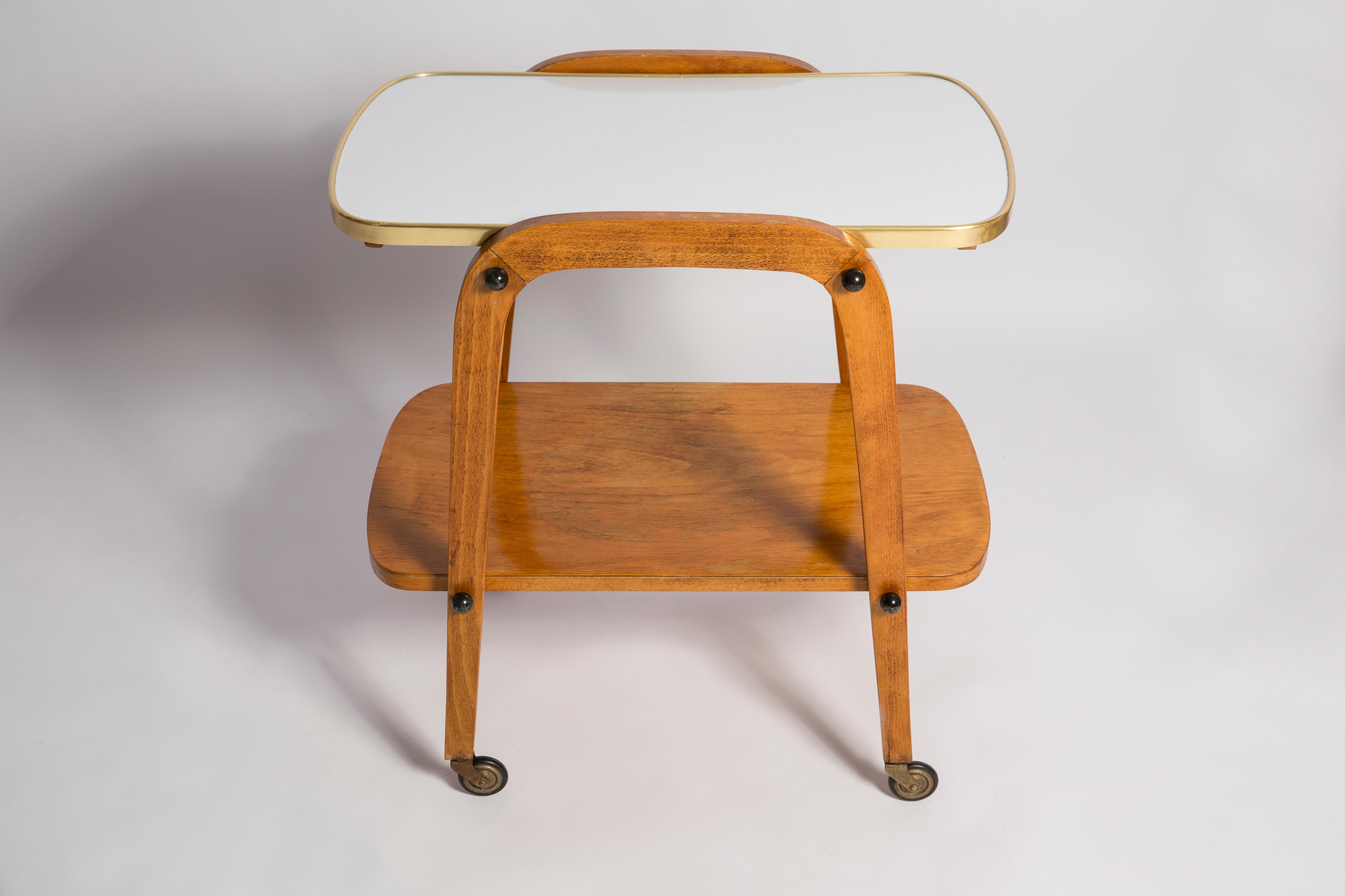 Mid-Century Modern Vintage Bart Cart, White and Wood, Europe, 1960s 4