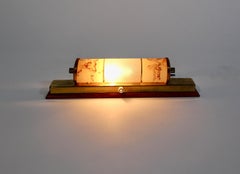 Mid Century Modern Vintage Beech Brass Copper Glass Pastel Brown Sconce 1940s