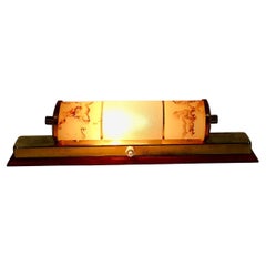 Mid Century Modern Vintage Beech Brass Copper Glass Pastel Brown Sconce 1940s