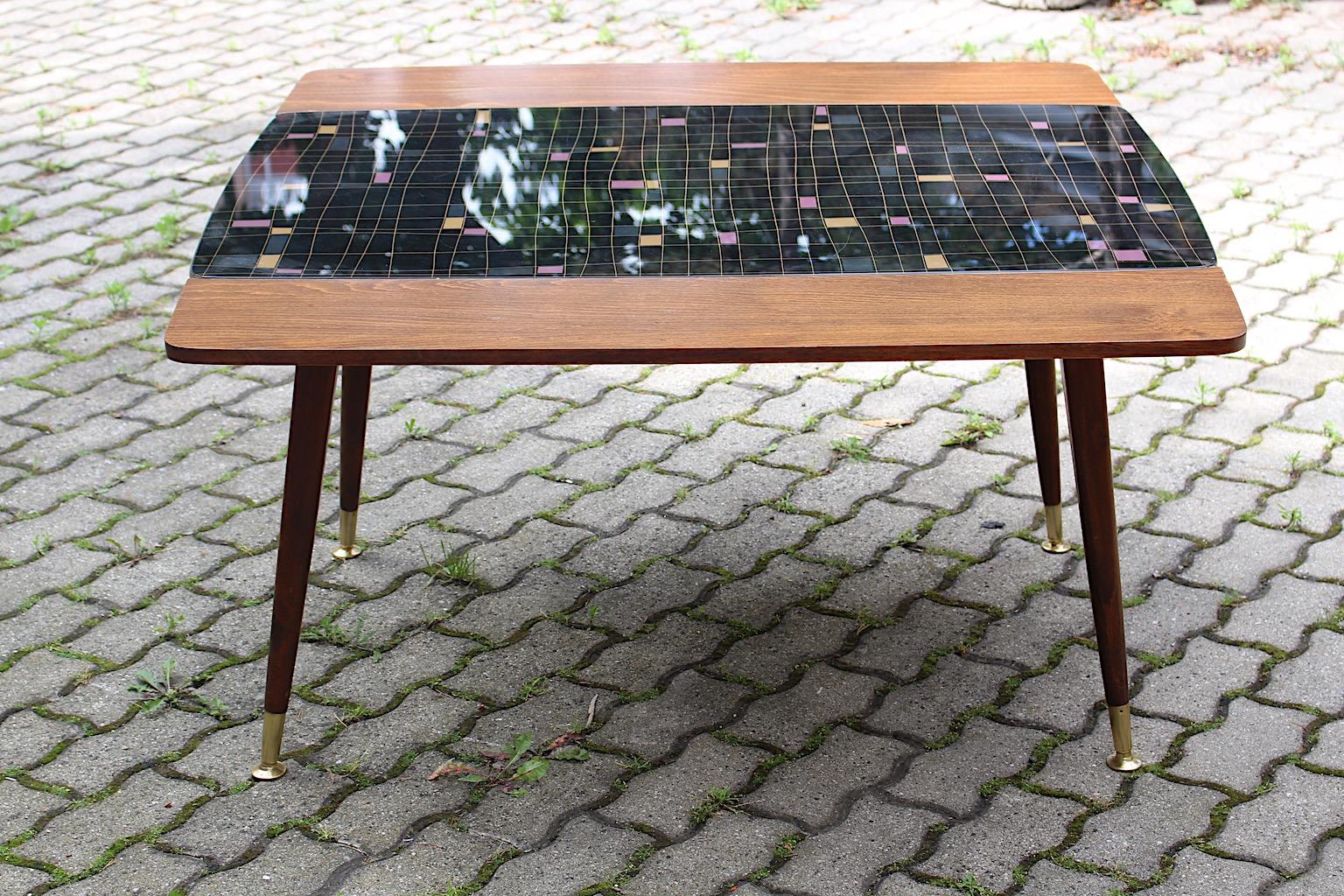 Mid Century Modern Vintage Beech Brass Sofa Table Dining Table 1950s Vienna For Sale 7