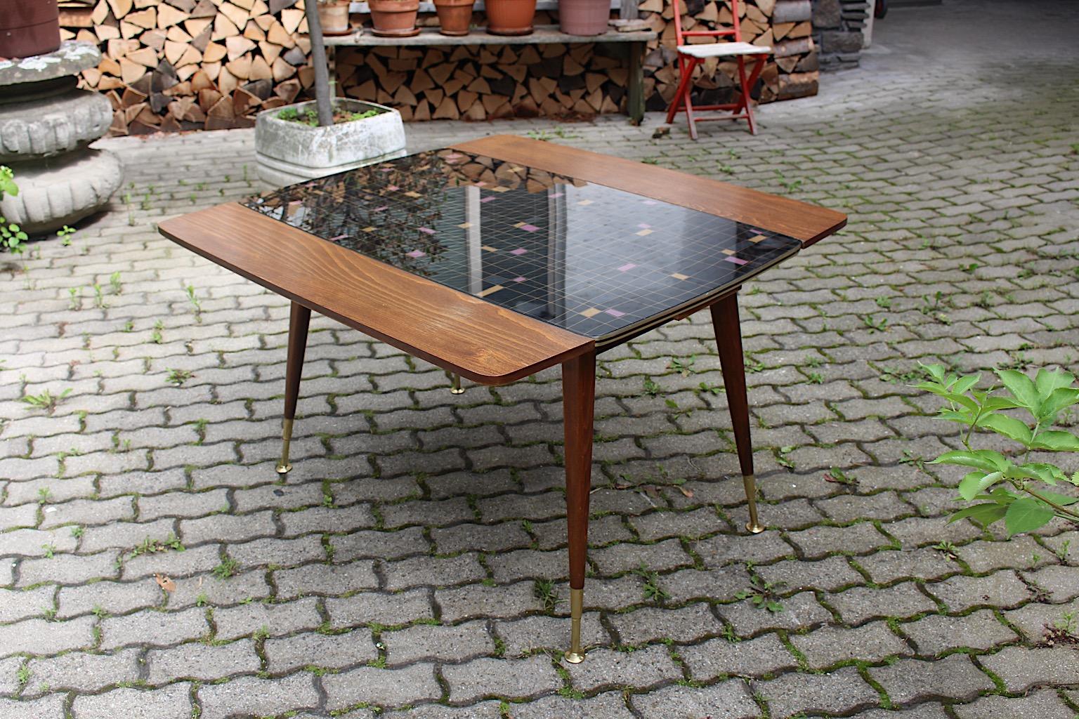 Mid Century Modern Vintage Beech Brass Sofa Table Dining Table 1950s Vienna For Sale 8