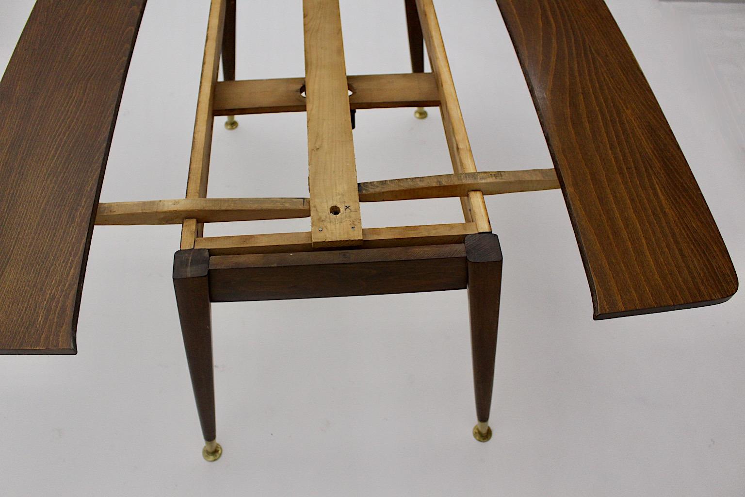 Mid Century Modern Vintage Beech Brass Sofa Table Dining Table 1950s Vienna For Sale 10