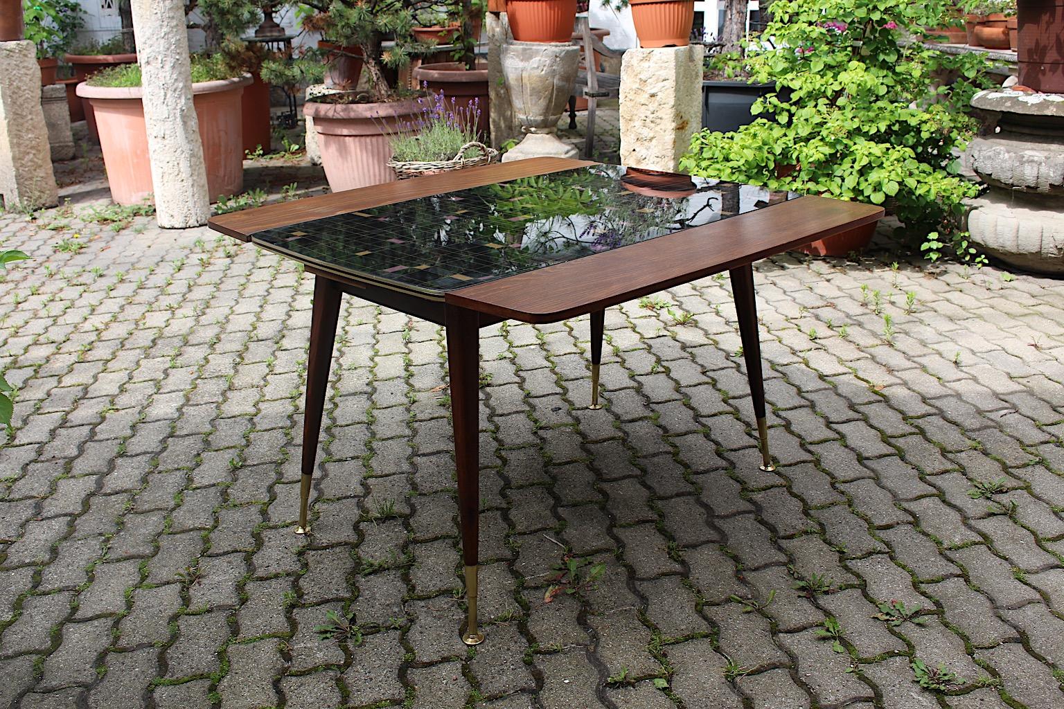 20th Century Mid Century Modern Vintage Beech Brass Sofa Table Dining Table 1950s Vienna For Sale