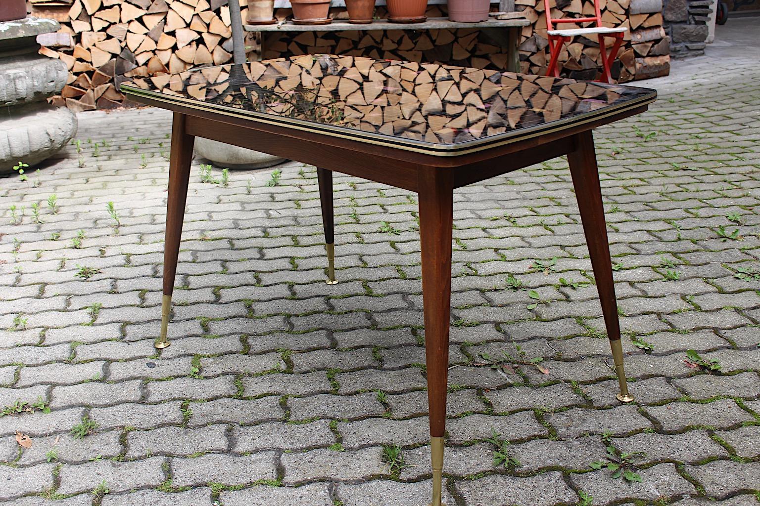 Mid Century Modern Vintage Beech Brass Sofa Table Dining Table 1950s Vienna For Sale 2