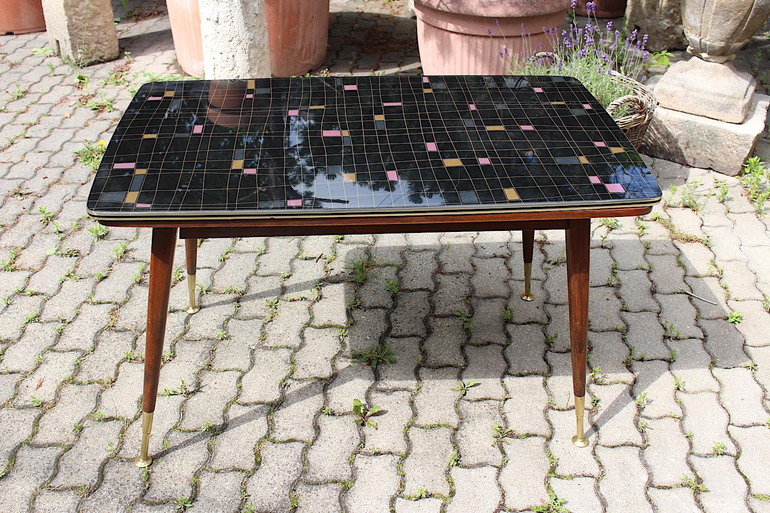 Mid Century Modern Vintage Beech Brass Sofa Table Dining Table 1950s Vienna For Sale 3