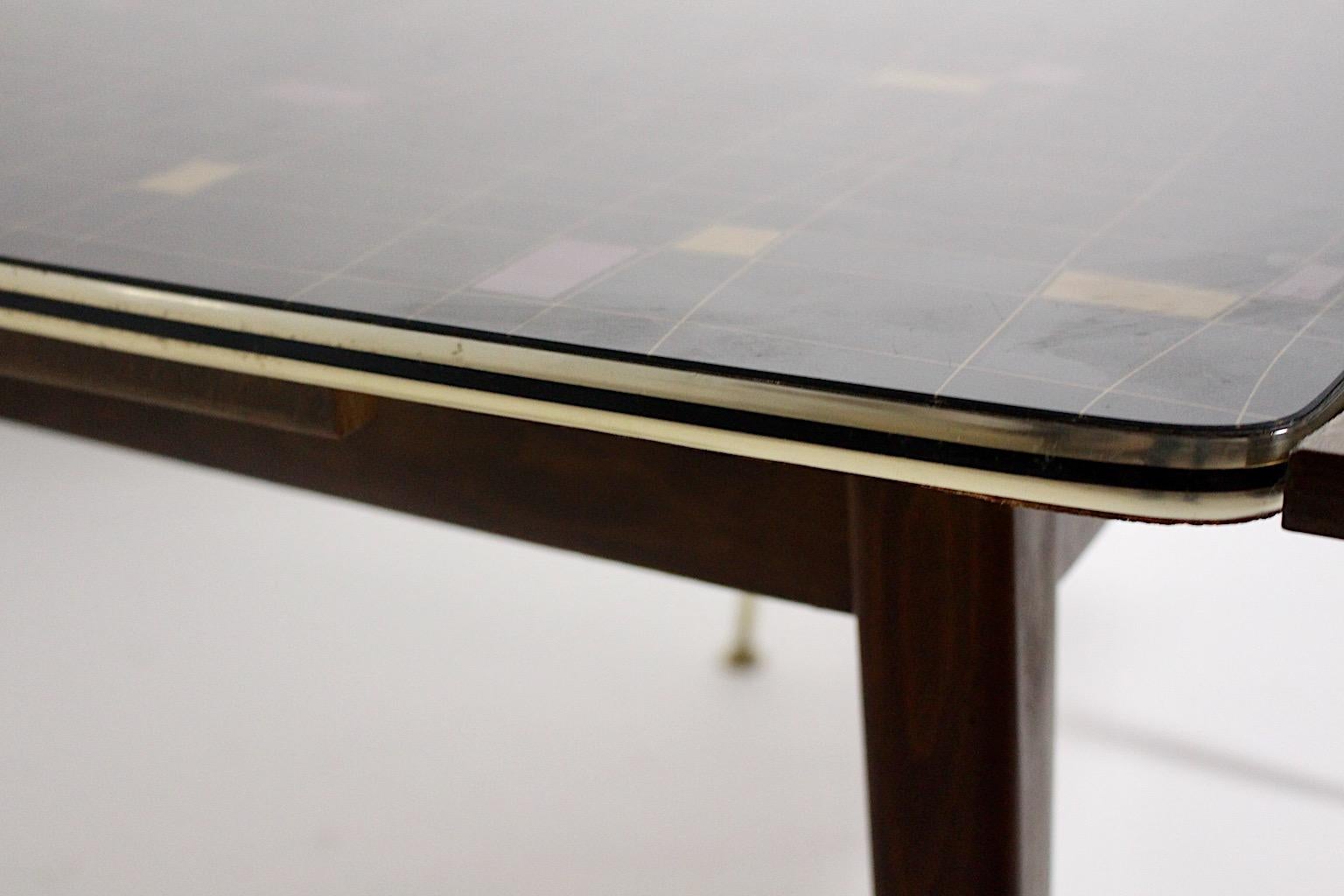 Mid Century Modern Vintage Beech Brass Sofa Table Dining Table 1950s Vienna For Sale 4