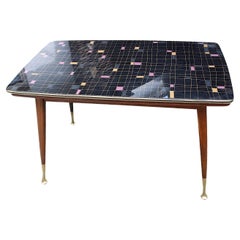 Mid Century Modern Vintage Beech Brass Sofa Table Dining Table 1950s Vienna