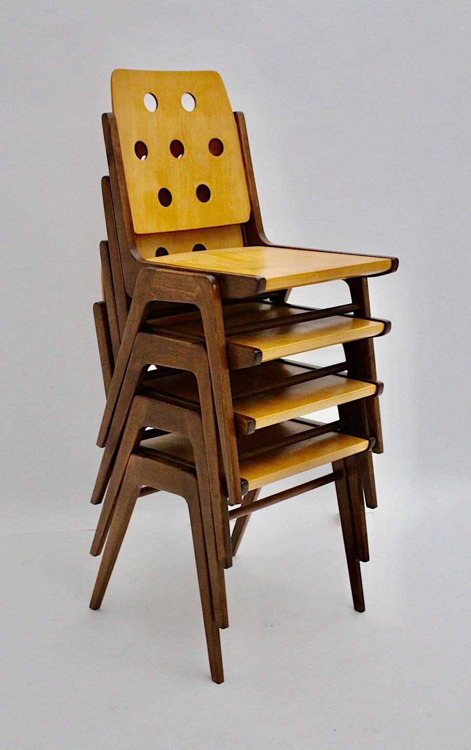 Mid-Century Modern Vintage Beech Twelve Dining Chairs Franz Schuster, Austria 10