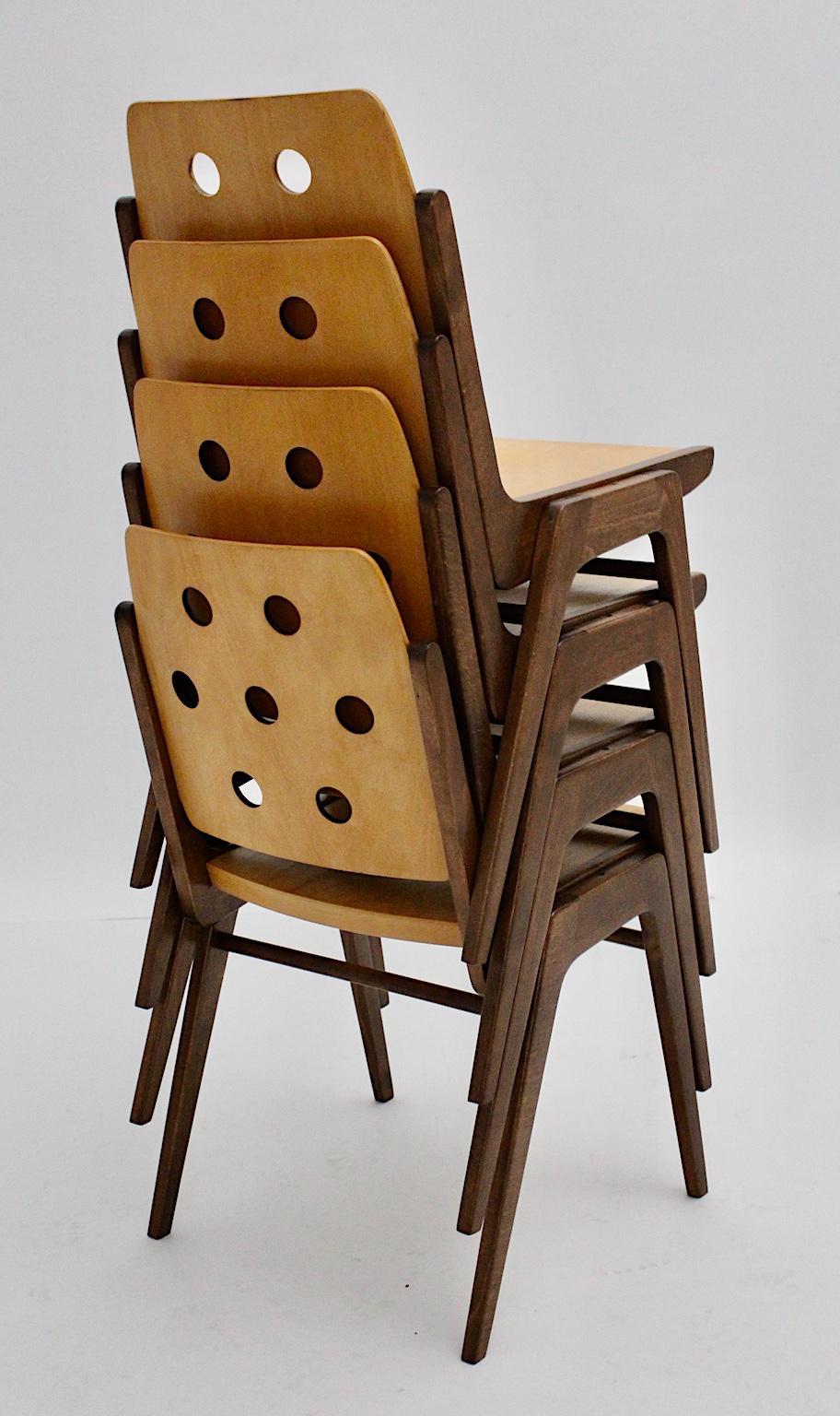 Mid-Century Modern Vintage Beech Twelve Dining Chairs Franz Schuster, Austria 11
