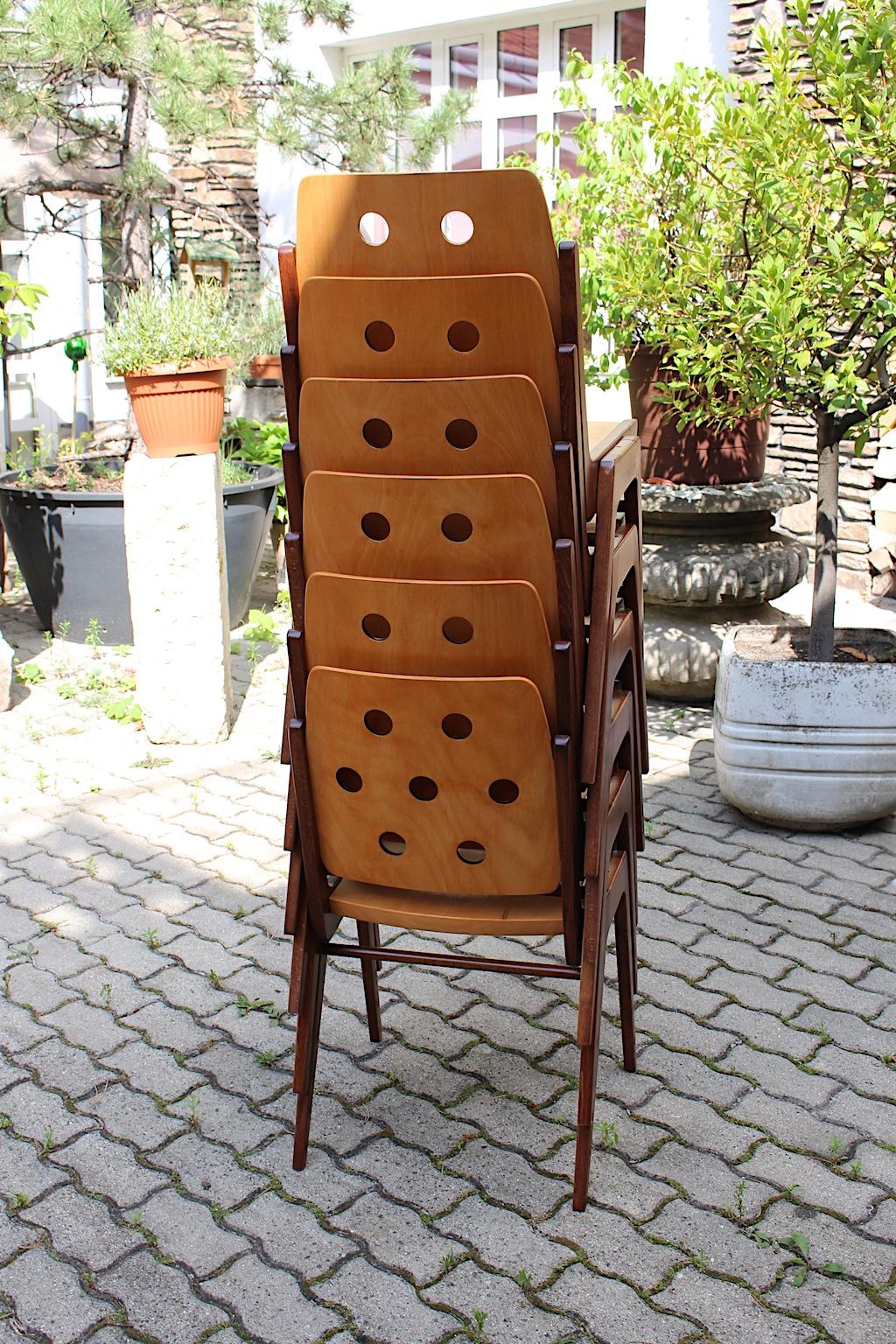 Mid-Century Modern Vintage Beech Twelve Dining Chairs Franz Schuster, Austria 3