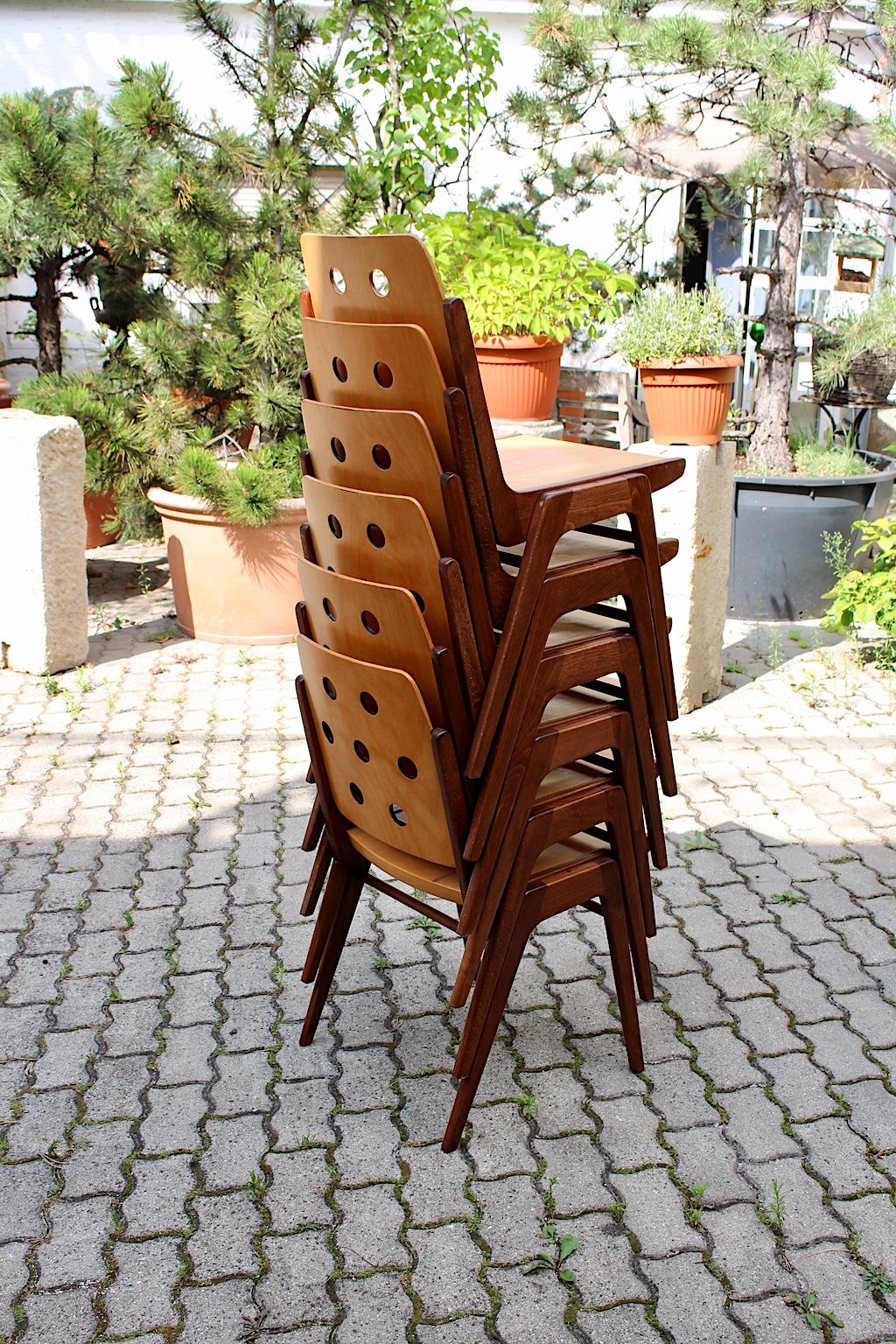 Mid-Century Modern Vintage Beech Twelve Dining Chairs Franz Schuster, Austria 4