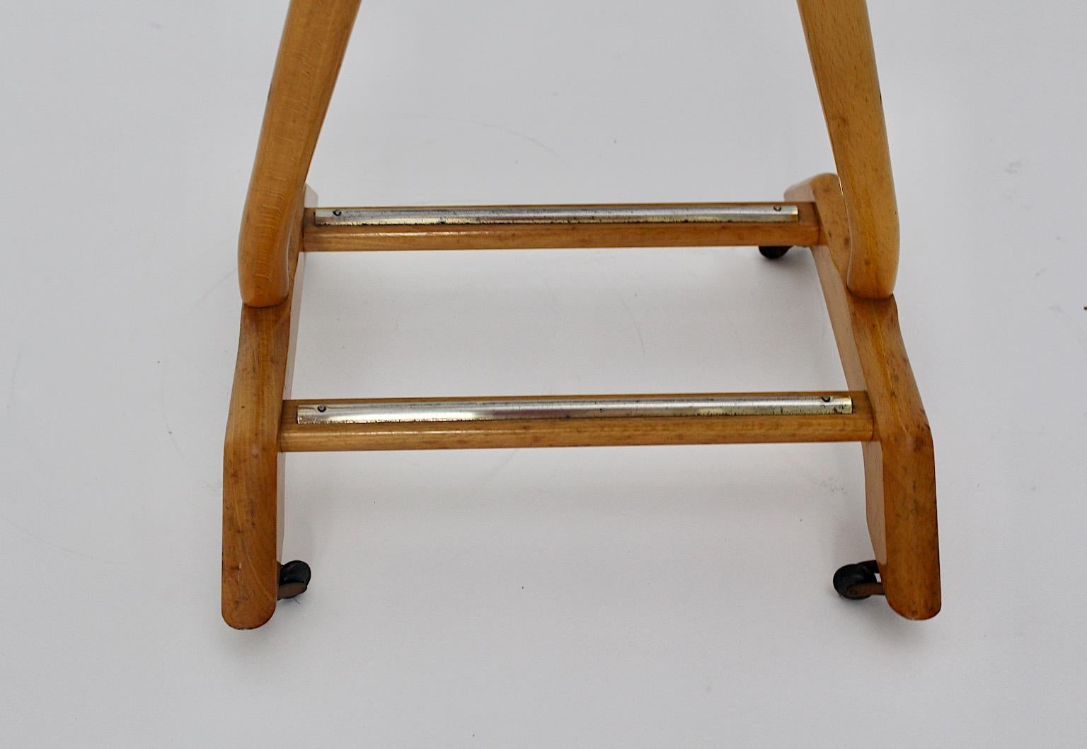 Brass Mid-Century Modern Vintage Beech Valet Ico and Luisa Parisi Style, 1950s, Italy For Sale