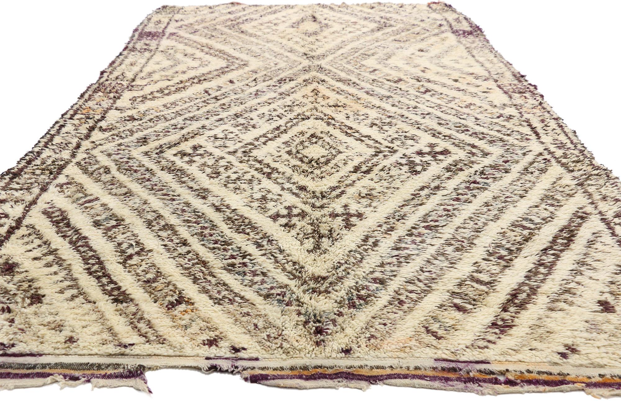 Hand-Knotted Mid-Century Modern Vintage Beni Ourain Moroccan Rug, Style, Beni Ouarain Rug