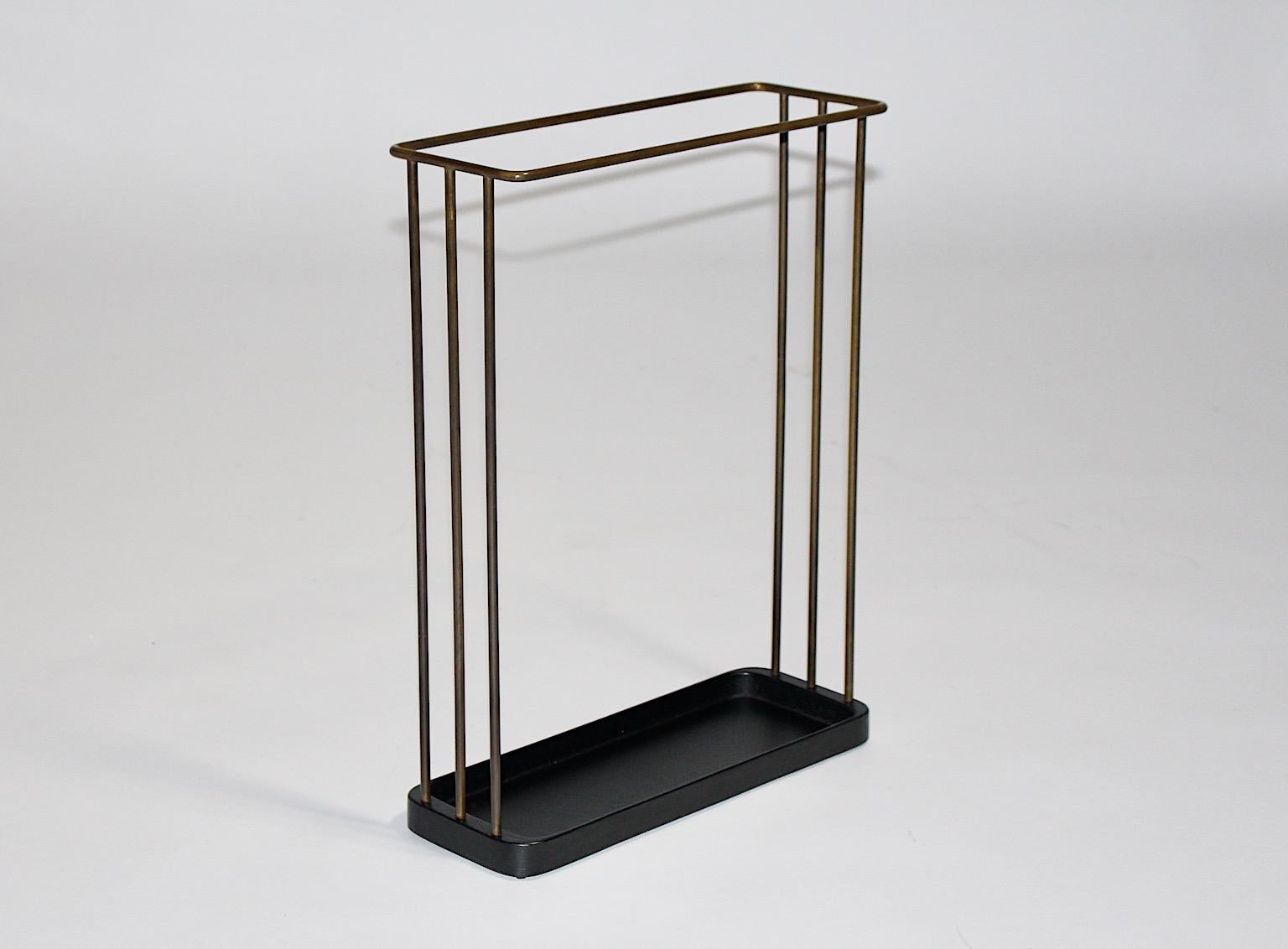 The Moderns Modern Vintage Black Brass Umbrella Stand Franz Hagenauer 1950s en vente 4