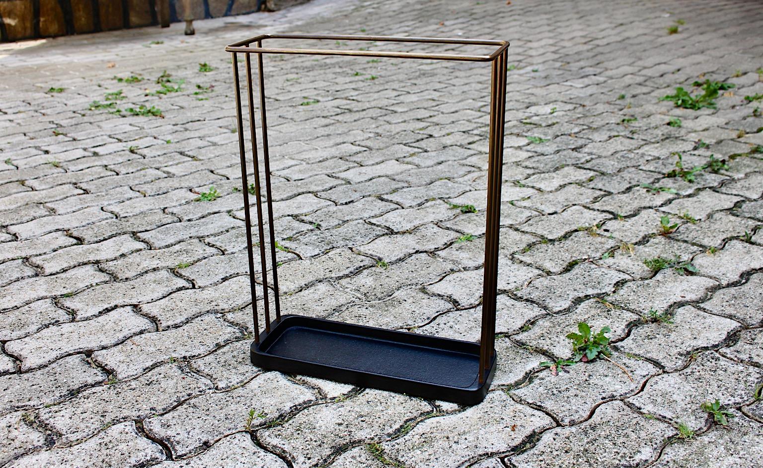 The Moderns Modern Vintage Black Brass Umbrella Stand Franz Hagenauer 1950s en vente 6