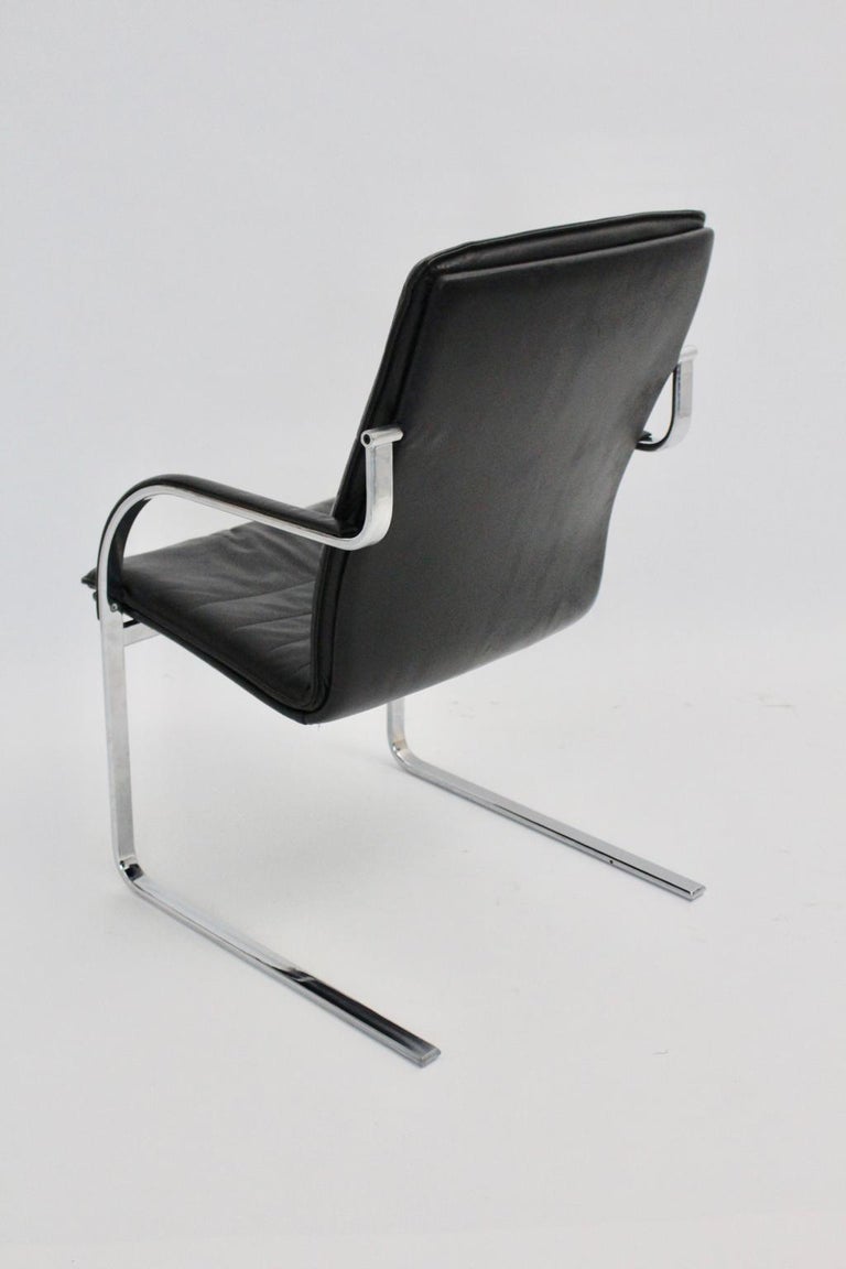 MidCentury Modern Vintage Black Leather Desk Chair in Style of Preben Fabricius at 1stDibs