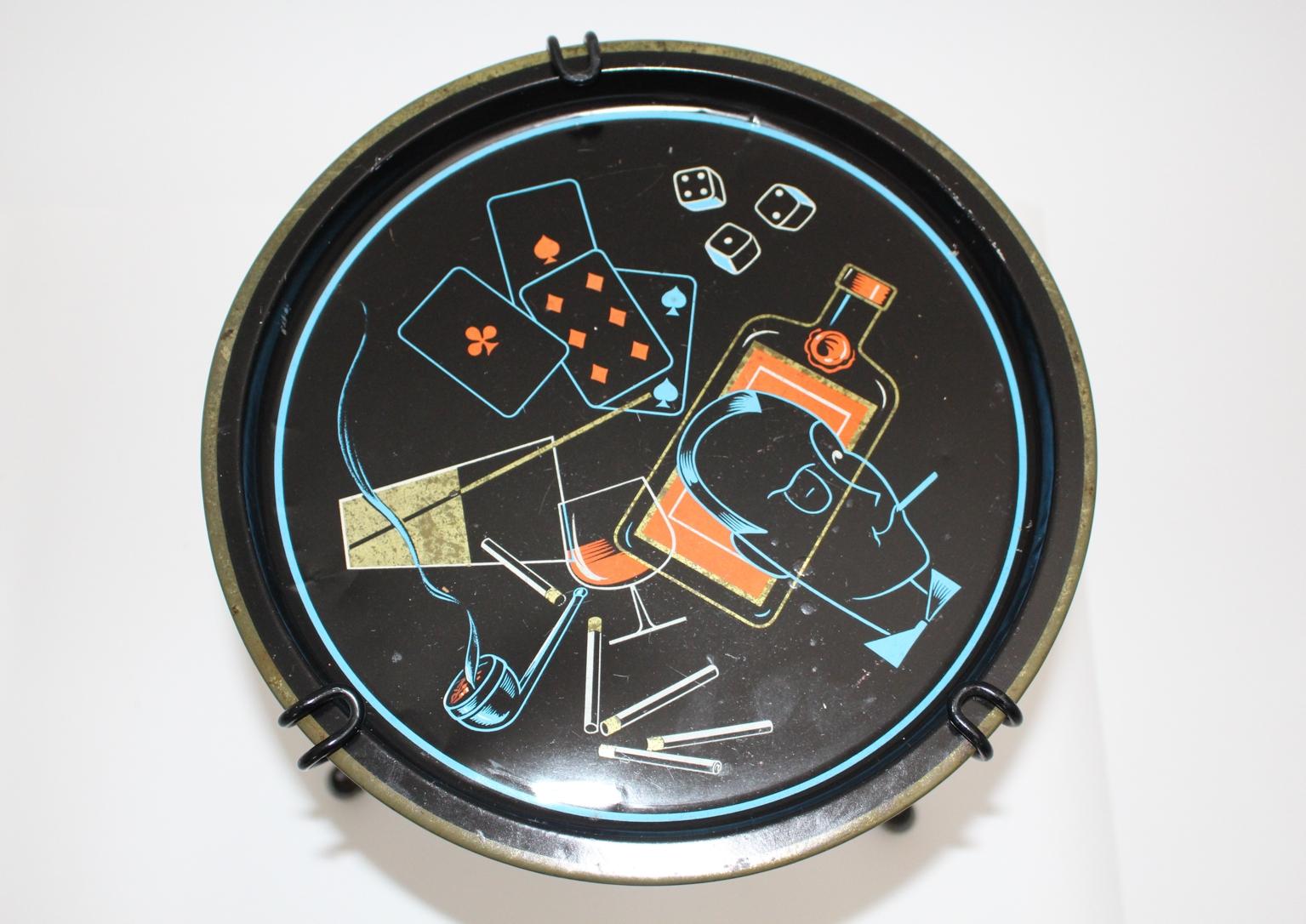 Mesa auxiliar vintage de metal negro de mediados de siglo, 1950, Italia Italiano en venta